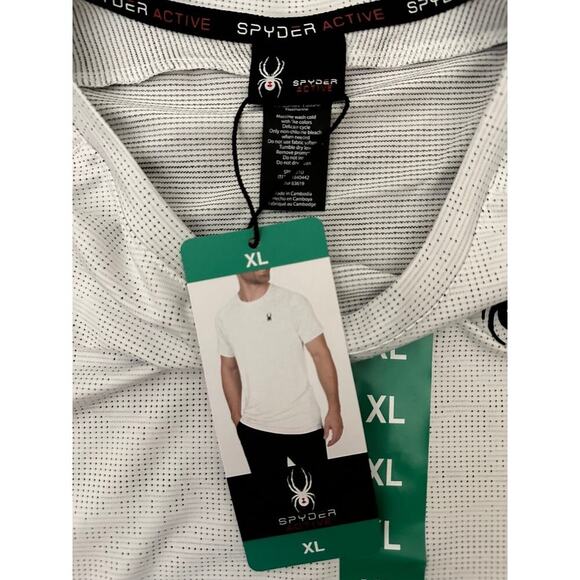 Spyder Active Men's Short-Sleeve 4-Way Stretch T-Shirt Size XL White - Picture 4 of 6